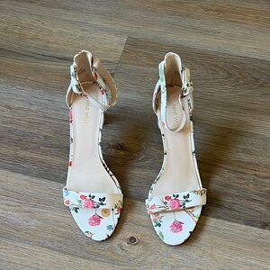 Nine West Floral Heels - Cream and Pink